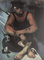 Albert Chavaz. <em>Ménélique le marin</em>, 109x78cm, huile sur carton, 1932.