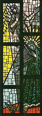 <em>Notre-Dame des 7 douleurs</em> (détail), dalle de verre, église Saint-Konrad, Zürich, 1960.