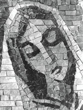 <em>Vierge</em> (détail), mosaïque, église des Ursulines, Sion, 1959.